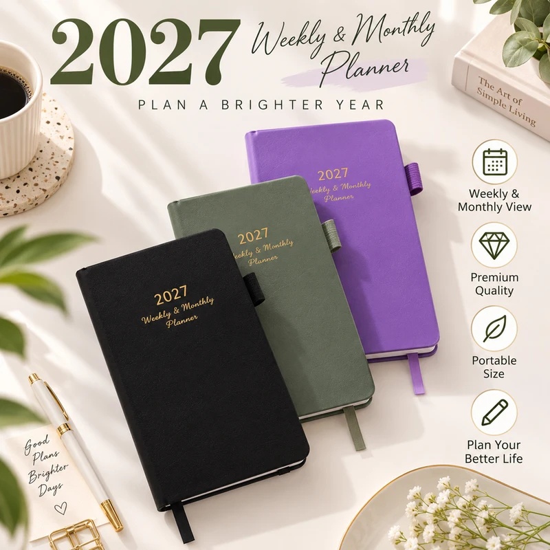 Leather Work Diary Covers - Agenda semanal y mensual para 2027,